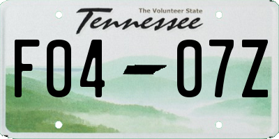 TN license plate F0407Z