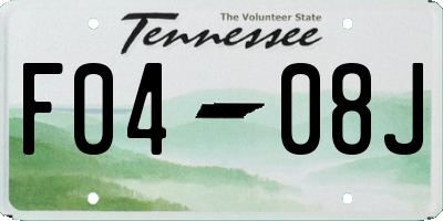 TN license plate F0408J