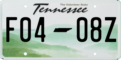 TN license plate F0408Z