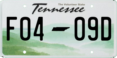 TN license plate F0409D