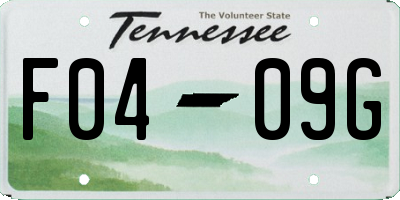 TN license plate F0409G