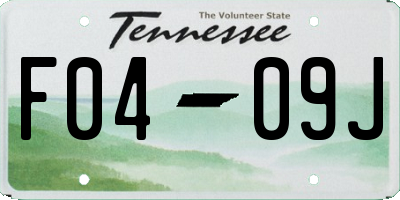 TN license plate F0409J