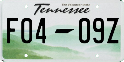TN license plate F0409Z