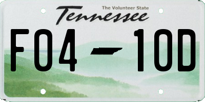 TN license plate F0410D