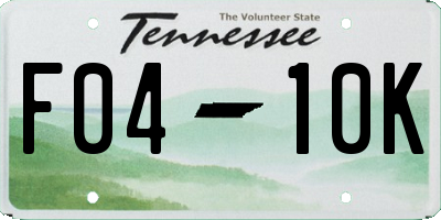 TN license plate F0410K