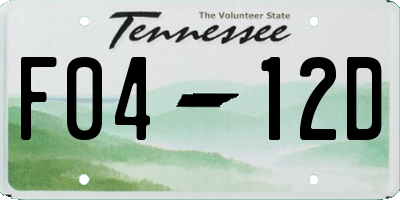 TN license plate F0412D