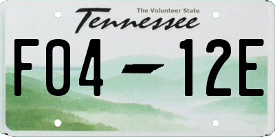TN license plate F0412E