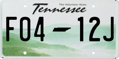 TN license plate F0412J