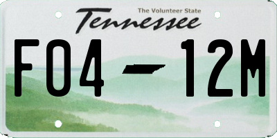 TN license plate F0412M