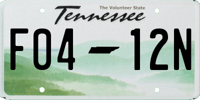 TN license plate F0412N