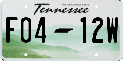 TN license plate F0412W
