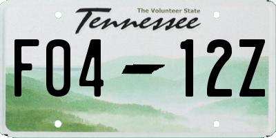 TN license plate F0412Z