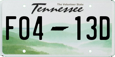 TN license plate F0413D
