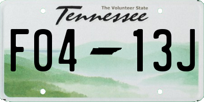 TN license plate F0413J