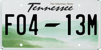 TN license plate F0413M