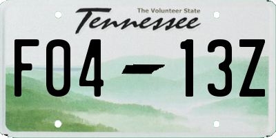 TN license plate F0413Z