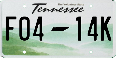 TN license plate F0414K
