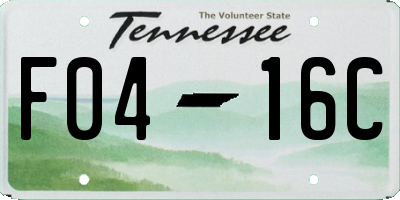 TN license plate F0416C