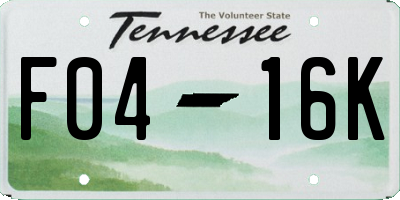 TN license plate F0416K
