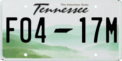 TN license plate F0417M