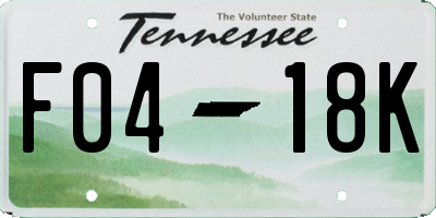 TN license plate F0418K