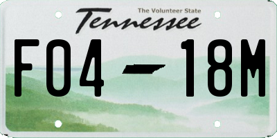 TN license plate F0418M