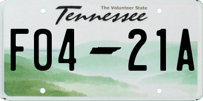 TN license plate F0421A