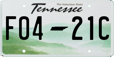 TN license plate F0421C