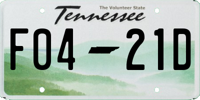 TN license plate F0421D