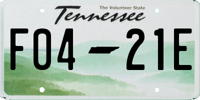 TN license plate F0421E
