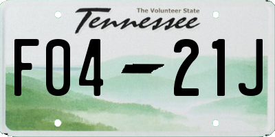 TN license plate F0421J