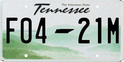 TN license plate F0421M
