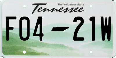 TN license plate F0421W