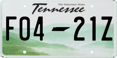 TN license plate F0421Z