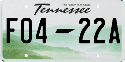 TN license plate F0422A