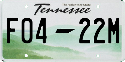 TN license plate F0422M