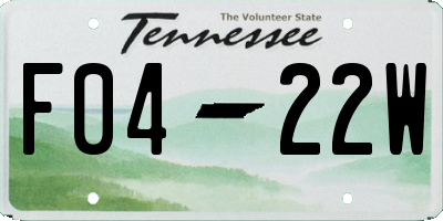 TN license plate F0422W