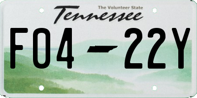 TN license plate F0422Y