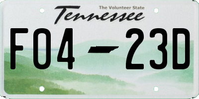 TN license plate F0423D
