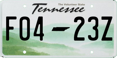 TN license plate F0423Z