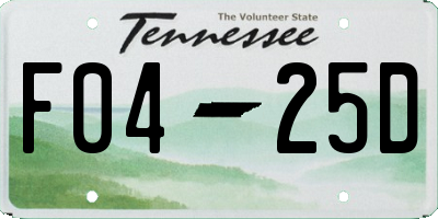 TN license plate F0425D