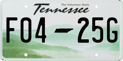 TN license plate F0425G