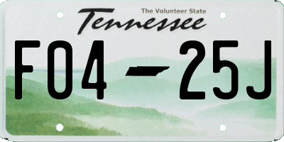 TN license plate F0425J