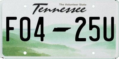 TN license plate F0425U