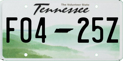 TN license plate F0425Z
