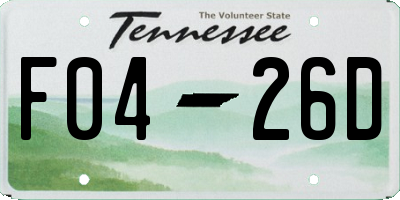 TN license plate F0426D