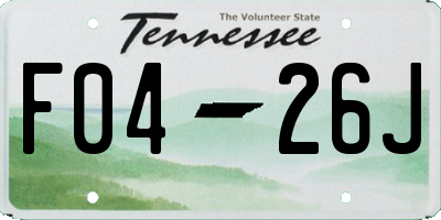 TN license plate F0426J