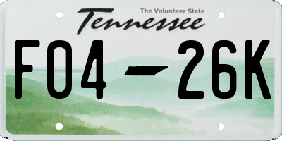 TN license plate F0426K