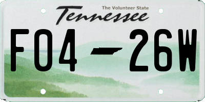 TN license plate F0426W