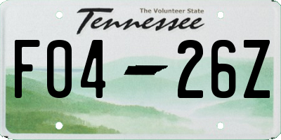 TN license plate F0426Z
